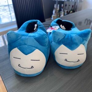 Blue Pokemon Snorlax Kids Plush Slippers